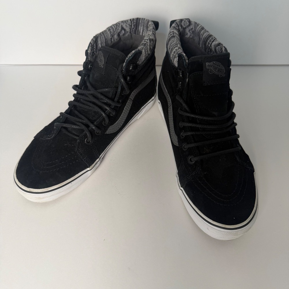 Vans Sk8-Hi MTE Black Suede Tribal Knit Collar Sneakers Men 10 721356
